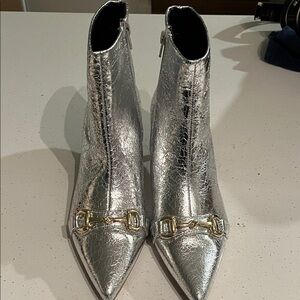 BCBGeneration Metallic Silver Boots with Gold Detail